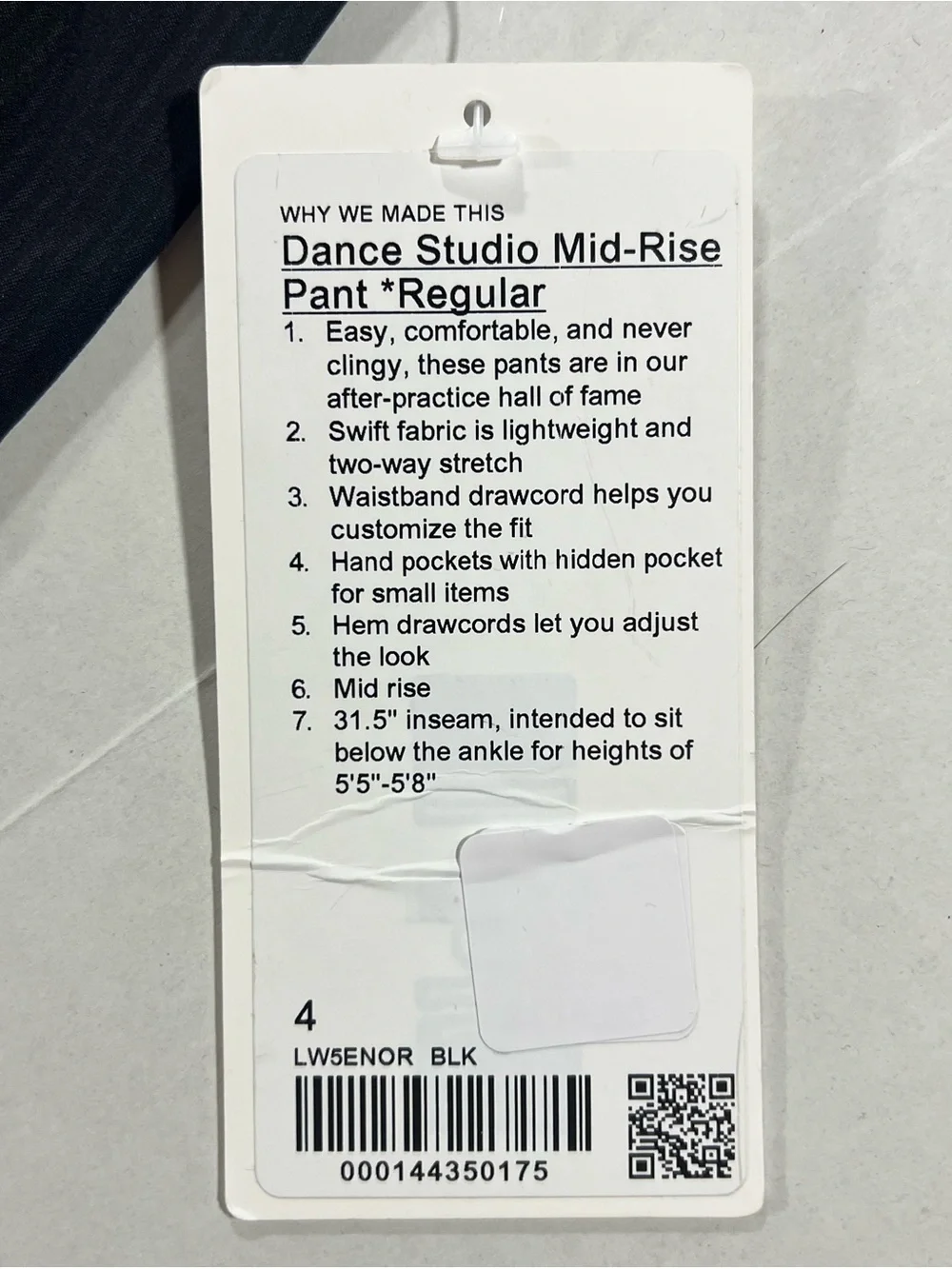 Lululemon Dance Studio Mid Rise Full Length Pant Jogger Black Women's Size 4 - Picture 9 of 9